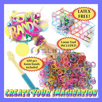 600PCS Bands+24 PCS S Colorful Loom Kit Late Rubber Band Loom Bands Bracelet Gift for Children DIY Bracelet